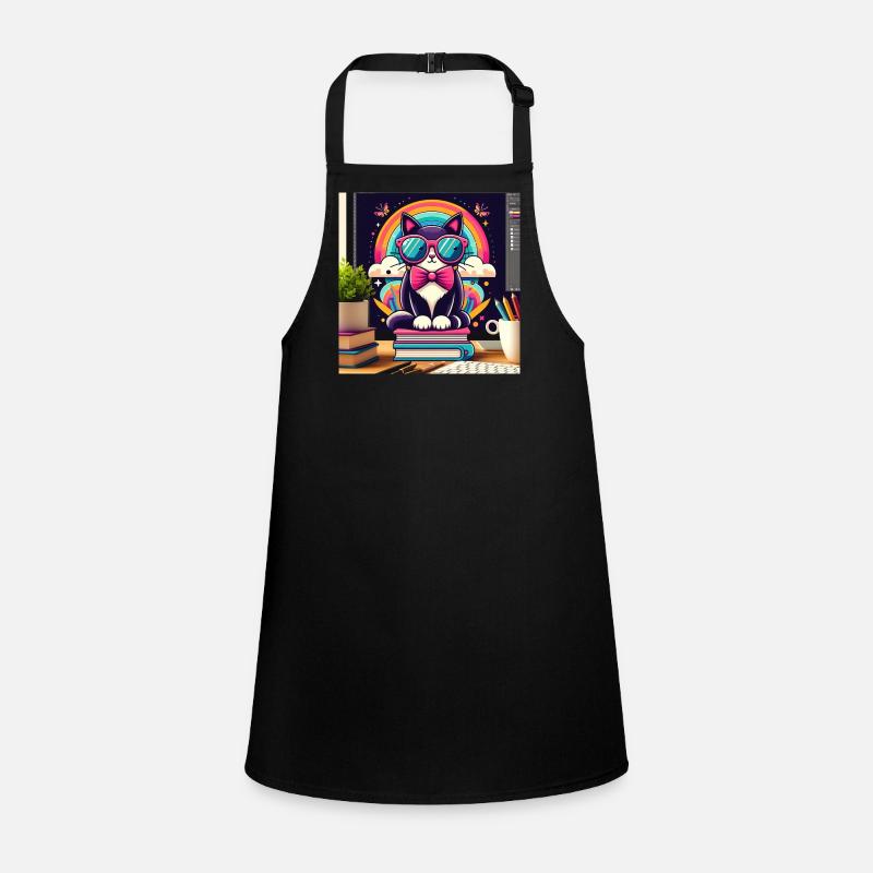 Fleißige Katze mit Brille Schürze für Kinder
