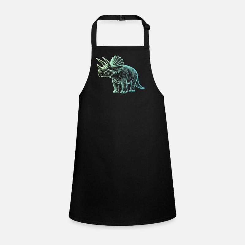 Triceratops Dinosaur Drawing Gradient Blue Green Children's Apron