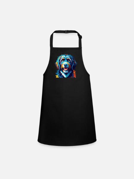Frisian Water Dog Breed Colorful Cartoon Kawaii - Children's Apron - black - Front