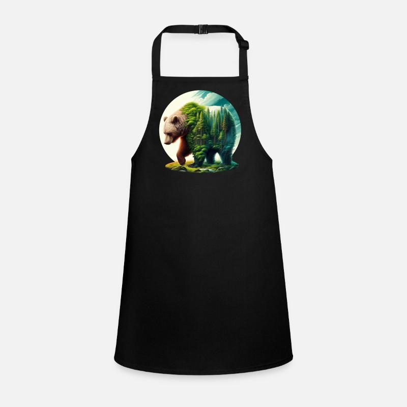 Bär mit Wald in der Silhouette Schürze für Kinder