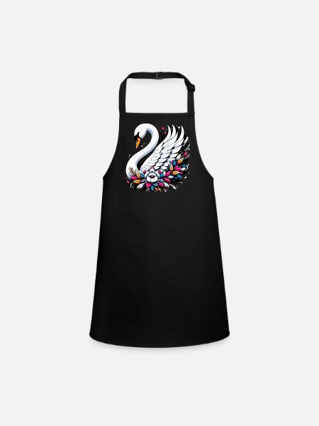 Cygne - Tablier Enfant - noir - Devant