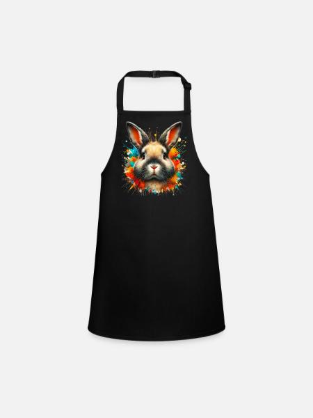 Rabbit - Children's Apron - black - Front