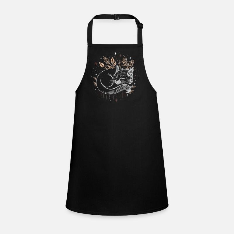 Chat endormi dans le feuillage - Nuit d’automne mystique Tablier Enfant