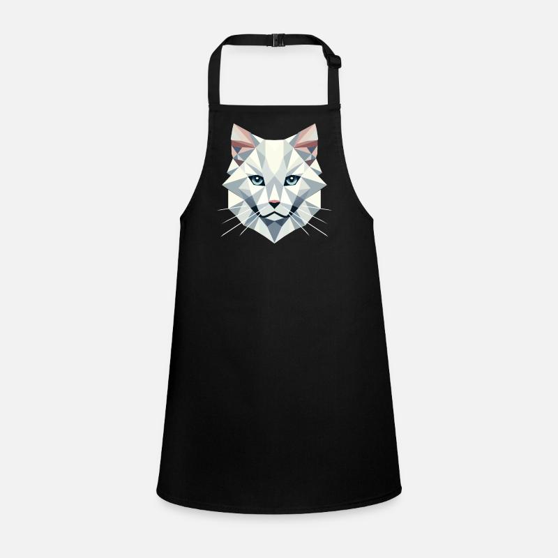Geometric elegance: White cat in facets Children's Apron