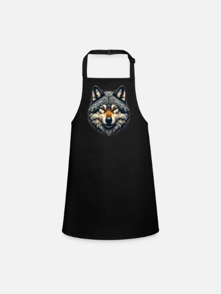Wolf - Schürze für Kinder - Schwarz - Vorne