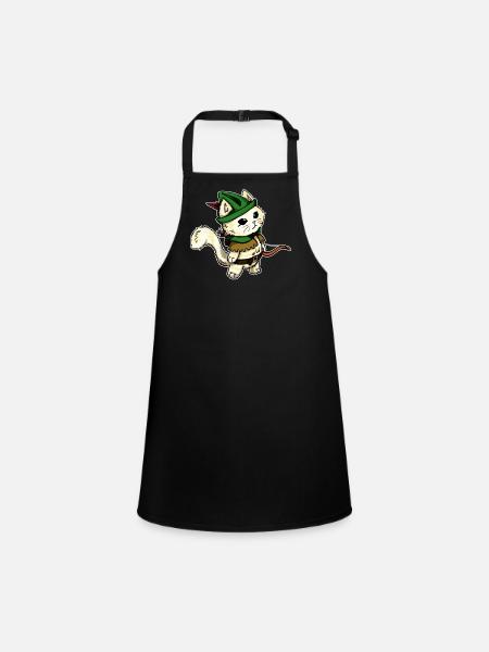 Forest Archer Cat - Children's Apron - black - Front