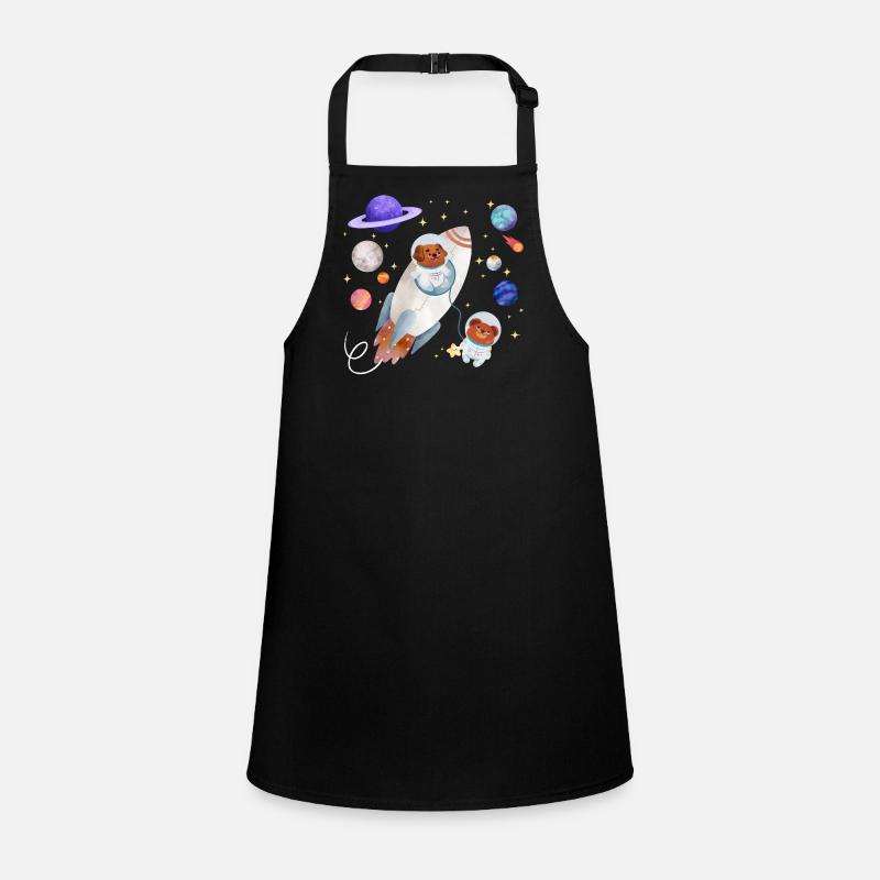 Dog and teddy bear explore space Children's Apron