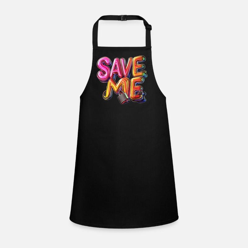 Stylischer 3D Schriftzug "SAVE ME" mit Schlössern Schürze für Kinder