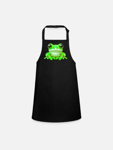 Frog - Children's Apron - black - Front