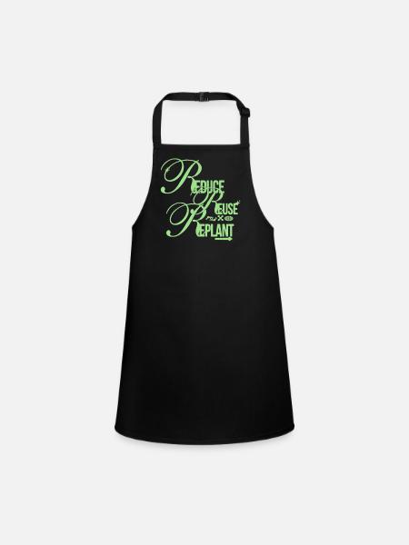 Eco Message – Reduce Reuse Replant - Children's Apron - black - Front