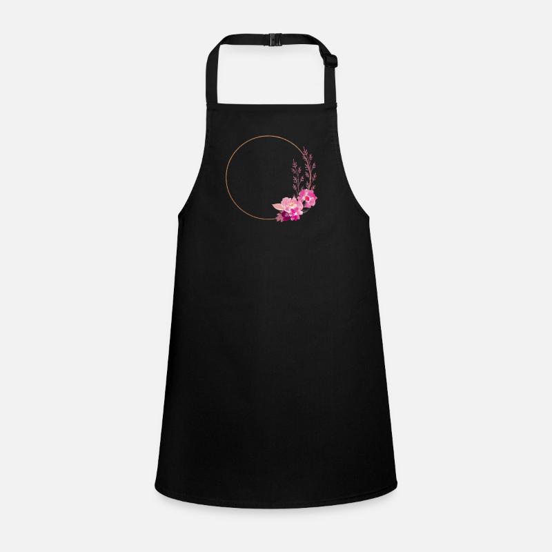 Cadre doré avec des fleurs rose-rouge – noble et ludique Tablier Enfant