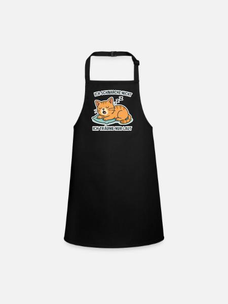 Snoring Cat — Funny Sleep Motif - Children's Apron - black - Front