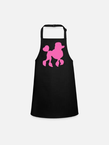 Poodle Dog Love Love Pet Animal Love Pink Heart - Children's Apron - black - Front