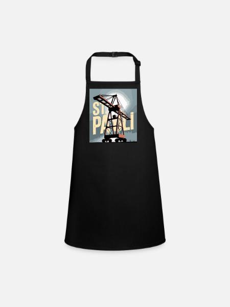 St. Pauli Hamburg Port Harbour Crane Nostalgia - Children's Apron - black - Front