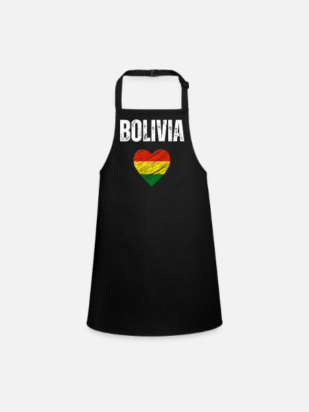 I love Bolivia, flag of Bolivia - Children's Apron - black - Front