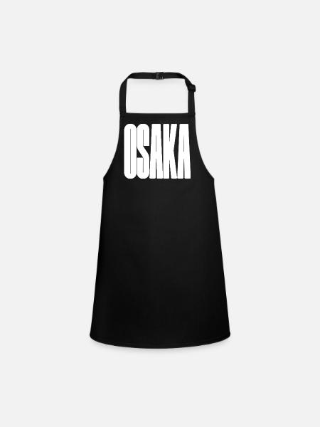Osaka - Japan City Bold Typography - Children's Apron - black - Front