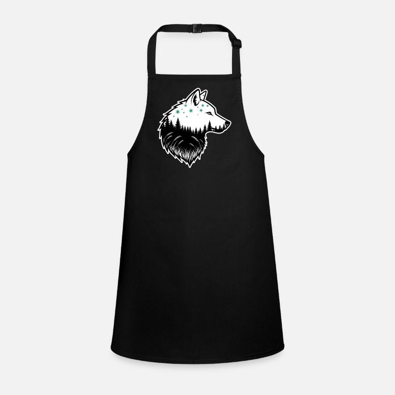 Wolf Silhouette Night Forest Design Children's Apron