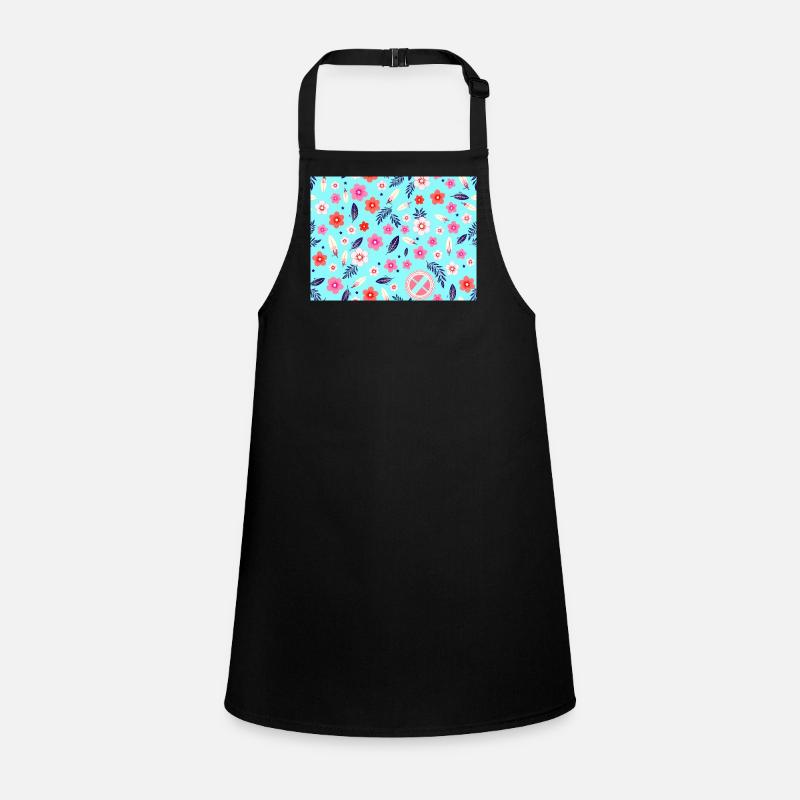Floral pattern with surfboards on sky blue Children's Apron