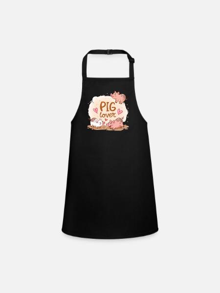 Vitrine de Cochons Amusants et Chaleureux - Tablier Enfant - noir - Devant
