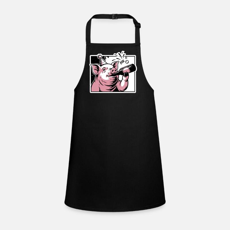 Cochon avec bouteille de fête et de célébration Tablier Enfant