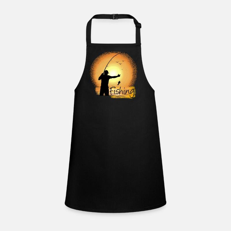Evening fishing with sunset silhouette Children's Apron