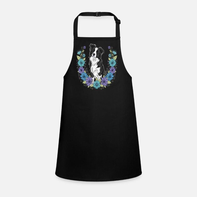 Border Collie Blumen Schürze für Kinder