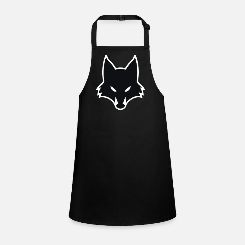 Minimalist Wolf Silhouette Design - Children's Apron - black