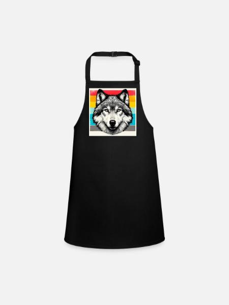 Wolf - Children's Apron - black - Front
