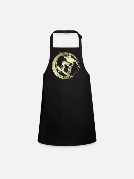 Skateboarding Silhouette Skateboard - Children's Apron - black - Front
