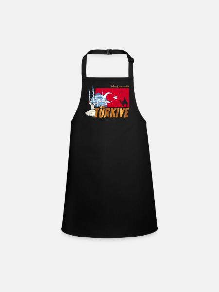 Türkiye Istanbul Vintage Flag Turkey Sovenir - Children's Apron - black - Front