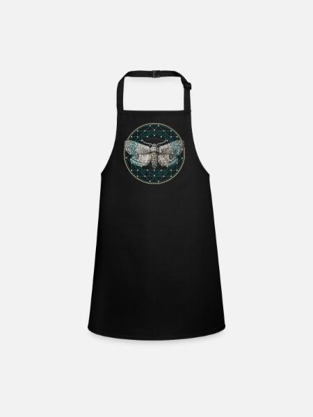 Moth Sacred Geometry - Children's Apron - black - Front