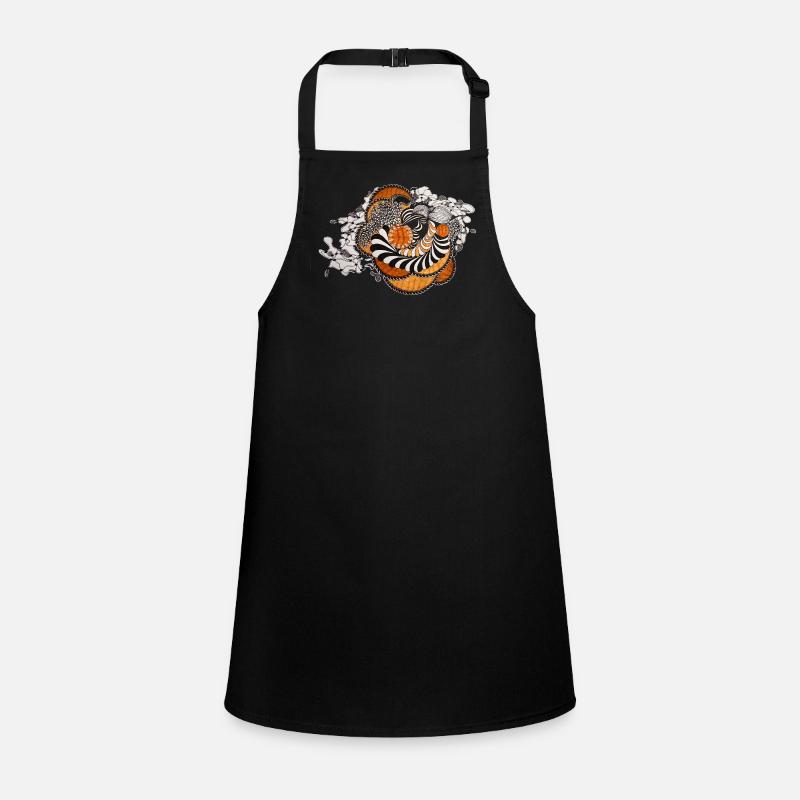 Orange Spiral Black and White Pattern Children's Apron