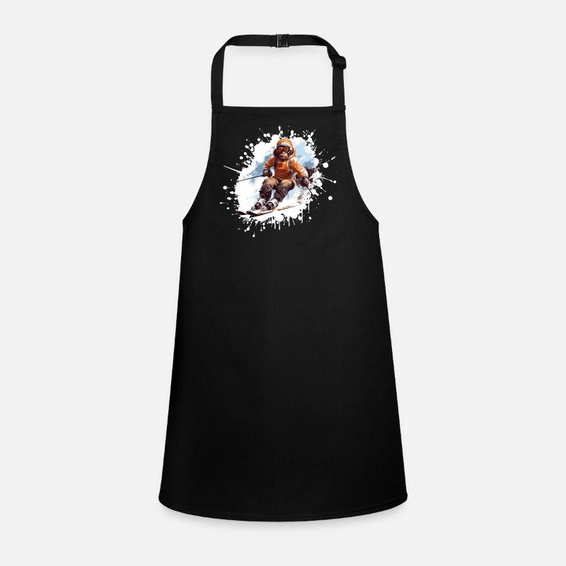 Monkey Ski Skiing Children's Apron