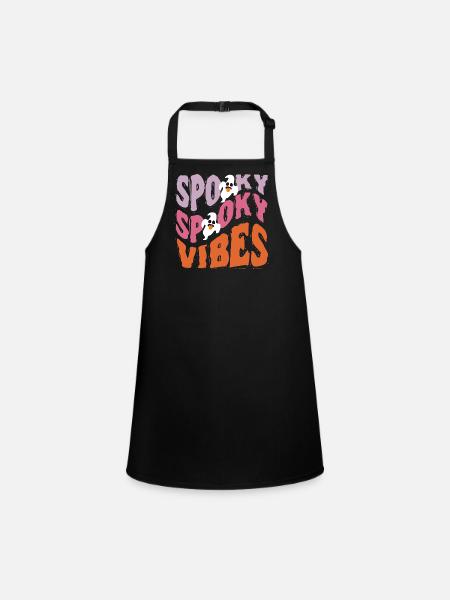 Spooky Geister Vibes Halloween Kostüm T-Shirt Top - Schürze für Kinder - Schwarz - Vorne