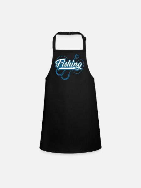 Fishing Fishing Hooks - Children's Apron - black - Front