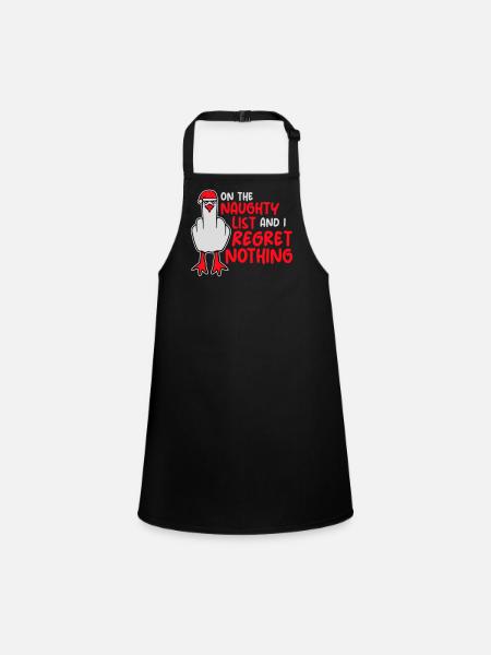 On the naughty list and I regret nothing Böse Möwe - Children's Apron - black - Front