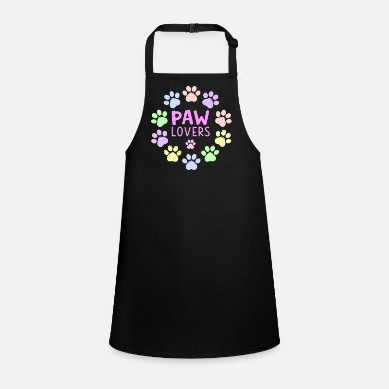 PAW LOVERS Pink Pastel Footprints - Children's Apron - black