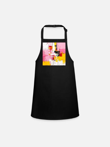 Blocs de couleur abstraits Rose Jaune - Tablier Enfant - noir - Devant