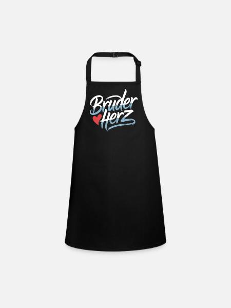 Brother Heart Brothers Big Bro Saying Little Brother - Children's Apron - black - Front
