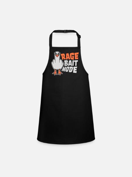 Rage Bait Fashion Seagull Bird Nasty Funny Provocation - Children's Apron - black - Front