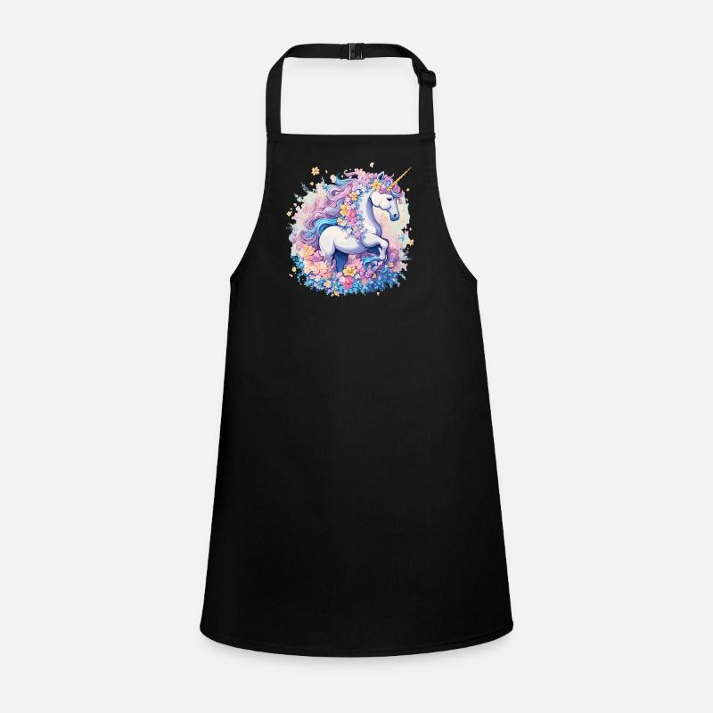 Pastel Unicorn with Flower Crown Ring Children's Apron