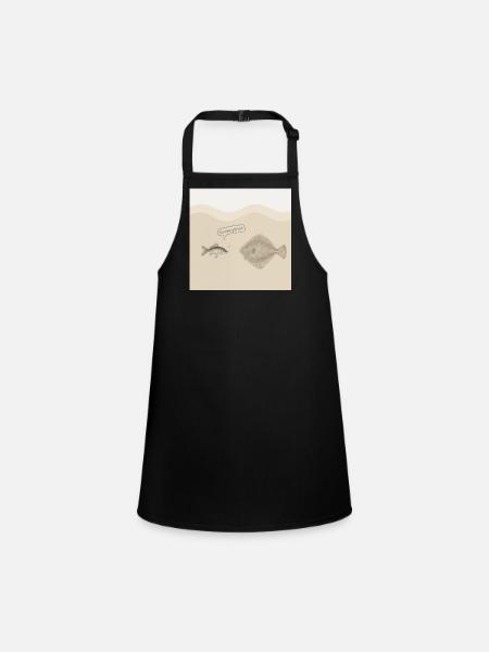 Da biste platt, nä – Lustiges Fisch Design - Children's Apron - black - Front