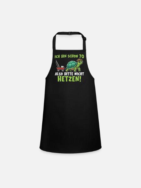 70th Anniversary Turtle 70th Birthday Gift - Children's Apron - black - Front