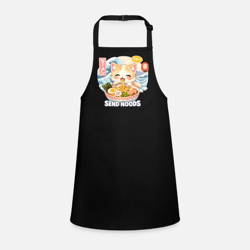Motif Retro Wave Ramen Nouilles Chat Tablier Enfant