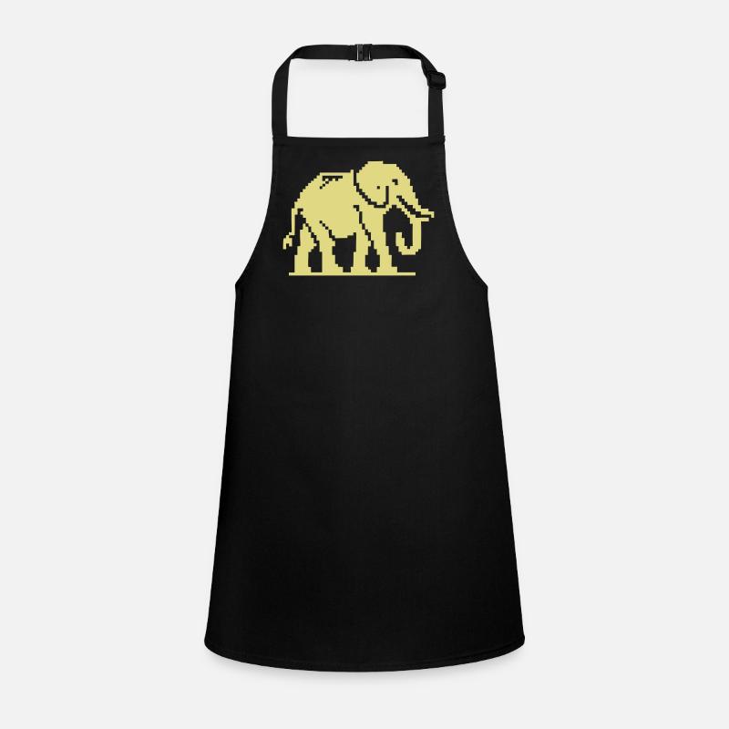 Pixel Elephant Yellow Retro Children's Apron
