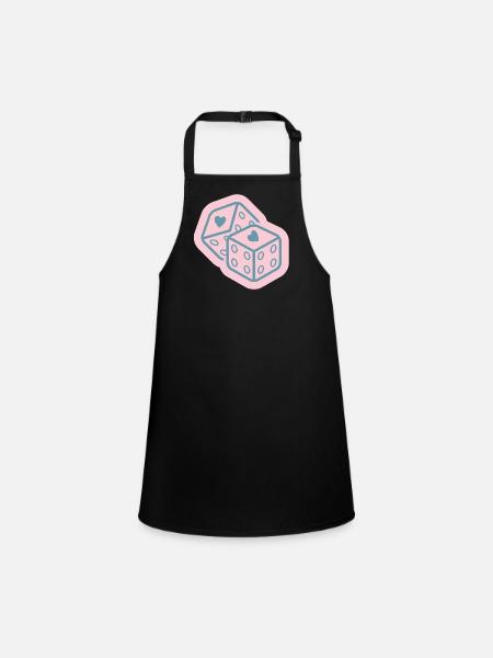 Heart Dice Design - Children's Apron - black - Front