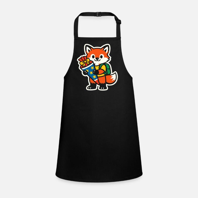 Fox with gift and backpack school enrollment Children's Apron