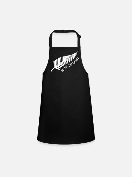 New Zealand Fern Proud Kiwi - Children's Apron - black - Front
