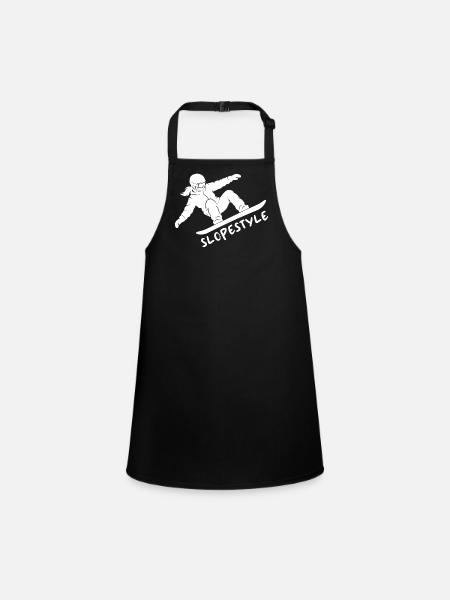Slopestyle Snowboard Action Geschenk - Schürze für Kinder - Schwarz - Vorne