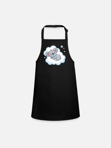 Dreamy Koala on Blue Cloud - Children's Apron - black - Front